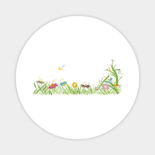 Colorful daisy field in spring time Magnet